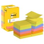 Post-It Confezione da 12 blocchi da 100 Z-Note adesive riposizionabili - Forma quadrata - 76x76 mm - Colori assortiti