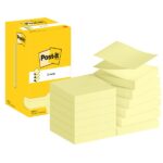 Post-It Confezione da 12 blocchi da 100 Z-Note adesive riposizionabili 76x76 mm - Forma quadrata - Scatola dispenser - Colore giallo chiaro