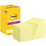 Post-It Super Sticky Confezione da 12 blocchi da 90 foglietti adesivi riposizionabili - 76x76 mm - Confezione in cartone - Colore giallo chiaro
