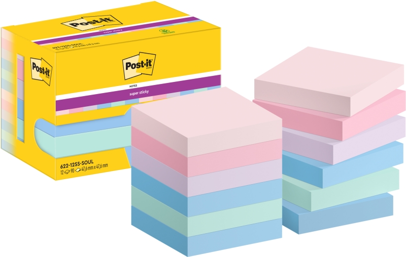 Post-It Super Sticky Confezione da 12 blocchi da 90 foglietti adesivi riposizionabili - Forma quadrata - 47