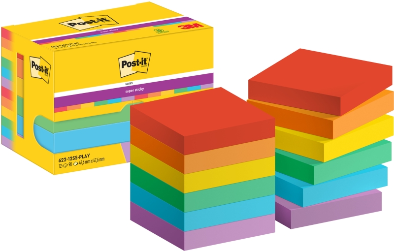 Post-It Super Sticky Confezione da 12 blocchi da 90 foglietti adesivi riposizionabili - Forma quadrata - 47