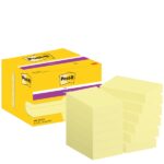 Post-It Super Sticky Confezione da 12 blocchi da 90 foglietti adesivi riposizionabili - 51x76 mm - Confezione in cartone - 100% PEFC - Colore giallo chiaro