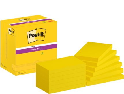 Post-It Super Sticky Confezione da 12 blocchi da 90 foglietti adesivi riposizionabili Colori Ultra - 76x127 mm - Colore Giallo