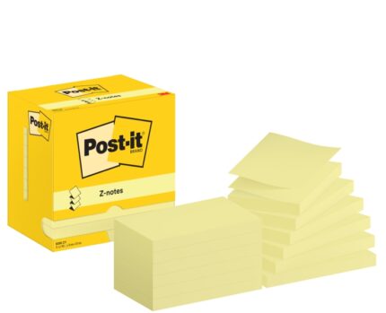 Post-It Confezione da 12 blocchi da 100 Z-Note adesive riposizionabili - Forma rettangolare - 76x127 mm - Colore giallo chiaro