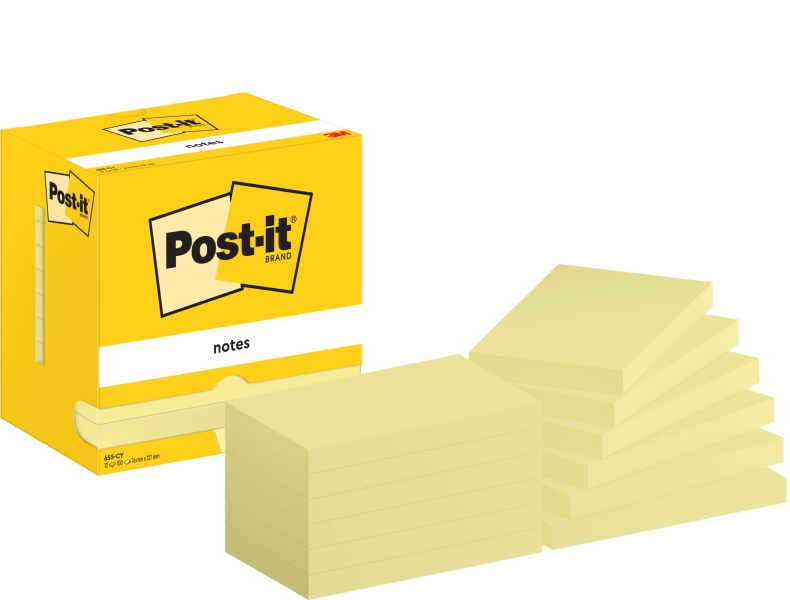 Confezione Post-It da 12 blocchi da 100 foglietti adesivi riposizionabili - Forma rettangolare - 76x127 mm - Colore giallo chiaro Confezione Post-It da 12 blocchi da 100 foglietti adesivi riposizionabili - Forma rettangolare - 76x127 mm - Colore giallo chiaro