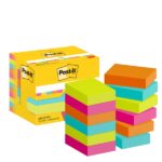 Confezione Post-It da 12 blocchi da 100 foglietti adesivi riposizionabili - Forma rettangolare - 38x51 mm - Colori assortiti