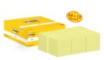 Confezione Post-It da 36 blocchi da 100 foglietti adesivi riposizionabili - Forma quadrata - 76x76 mm - Colore giallo chiaro