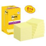 Post-It Super Sticky Confezione da 12 blocchi da 90 foglietti adesivi riposizionabili - 76x76 mm - Promozione 8 blocchi + 4 in omaggio - Colore giallo chiaro