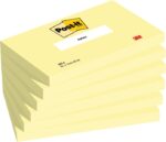 Confezione Post-It da 6 blocchi da 100 foglietti adesivi riposizionabili - Forma rettangolare - 76x127 mm - Colore giallo chiaro