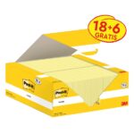 Confezione Post-It da 24 blocchetti da 100 fogli - Forma rettangolare - 38x51 mm - Colore giallo chiaro