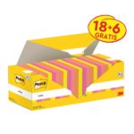 Post-It Confezione da 24 blocchi da 100 - Forma quadrata - 76x76 mm - Colori assortiti