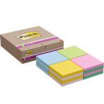 Post-It Super Sticky Confezione da 16 blocchi da 90 foglietti adesivi riposizionabili - Forma quadrata - 76x76 mm - a zig-zag - Colori assortiti