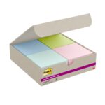 Post-It Super Sticky Confezione da 20 blocchi da 70 foglietti adesivi riciclati - Forma quadrata - 76x76 mm - Colori assortiti - immagine 2