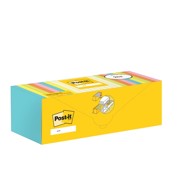 Post-It Confezione da 24 blocchi da 100 foglietti adesivi riposizionabili - 76x76 mm - 100% PEFC - Colori assortiti