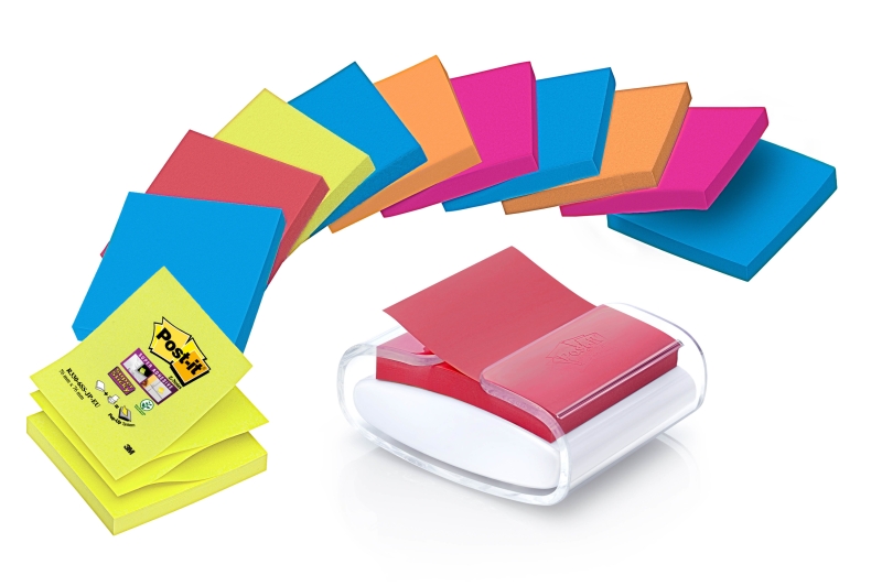 Post-It Super Sticky Dispenser con 12 blocchi da 90 Z-Note - Dispenser Pro - Forma quadrata - 76x76 mm - Colore bianco