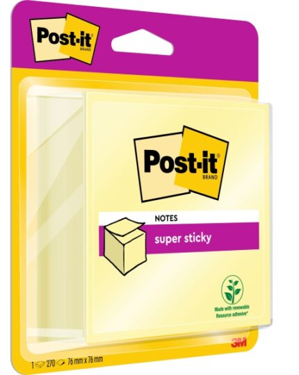 Post-It Super Sticky Confezione da 270 foglietti adesivi riposizionabili - 76x76 mm - 100% PEFC - Colore giallo chiaro