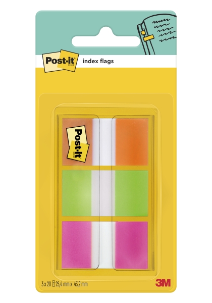 Dispenser Post-It Index con 60 segnalibri riposizionabili - Forma rettangolare - Colori assortiti