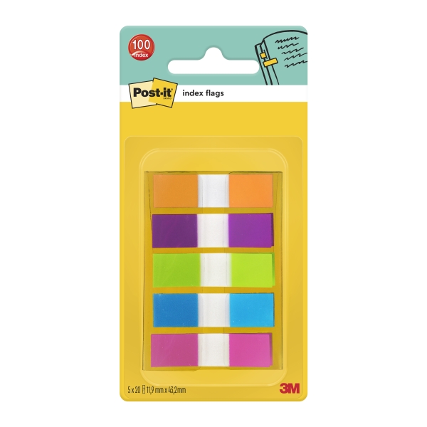 Dispenser Post-It Index con 100 segnalibri riposizionabili - Forma rettangolare - Colori assortiti