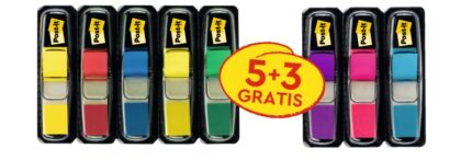 Confezione Post-It Index da 8 dispenser con 35 segnalibri riposizionabili - Forma rettangolare - Colori assortiti
