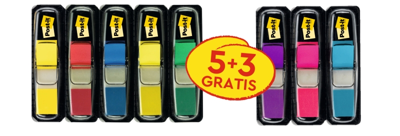 Confezione Post-It Index da 8 dispenser con 35 segnalibri riposizionabili - Forma rettangolare - Colori assortiti