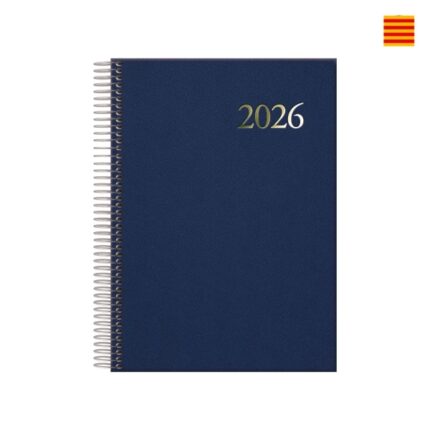 Dohe Segovia Agenda annuale a spirale in catalano - Un giorno per pagina - Sabato e domenica sulla stessa pagina - Dimensioni 14x20 cm - Colore blu