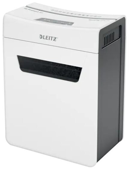 Leitz IQ Protect Premium 8X Distruggidocumenti manuale a taglio a particelle P-4 - Distrugge fino a 8 fogli - Ultra silenzioso - Cestino da 14 L - Colore bianco/grigio