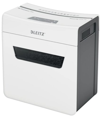 Leitz IQ Protect Premium 3M Distruggidocumenti manuale a microtaglio P-5 - Distrugge fino a 3 fogli - Ultra silenzioso - Cestino da 10 L - Colore bianco/grigio