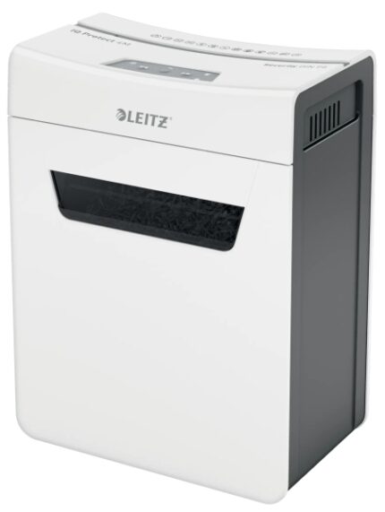 Leitz IQ Protect Premium 4M Distruggidocumenti manuale a microtaglio P-5 - Distrugge fino a 4 fogli - Ultra silenzioso - Cestino da 14 L - Colore bianco/grigio