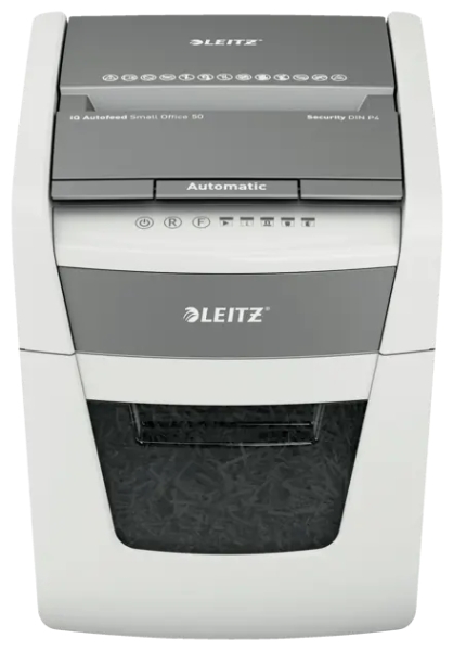 Leitz IQ Autofeed 50X P4 Distruggidocumenti automatico con taglio a particelle P-4 - Alimentazione automatica 50 fogli