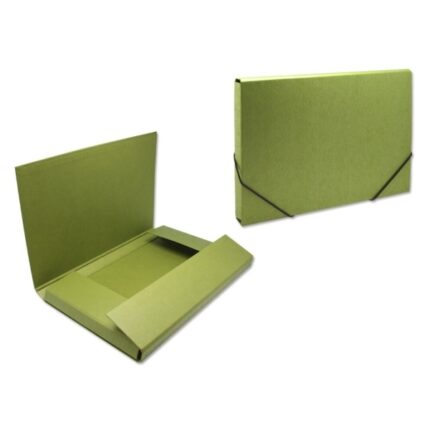 Bismark Cartella per progetti - Dimensioni 350x230x30 mm - Realizzata in cartone - Chiusura con elastici - Colore verde