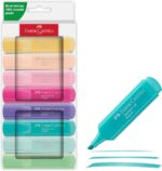 Faber-Castell Textliner 46 Pastel Confezione da 8 pennarelli fluorescenti - Punta smussata - Tratto tra 1 mm e 5 mm - Inchiostro a base d'acqua - Colori assortiti