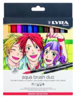 Lyra Aqua Brush Duo Manga Confezione da 12 pennarelli a pennello - Rotondi - Doppia punta - Pennello e punta fine - Colori assortiti