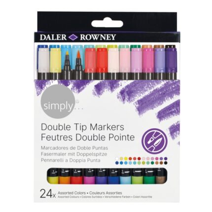 Daler Rowney Simply Pack da 24 pennarelli a doppia punta - Colori assortiti