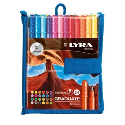 Lyra Graduate Confezione da 24 Fineliner Pennarello a punta sintetica - Punta fine - Colori assortiti