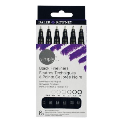 Daler Rowney Simply Confezione da 6 pennarelli Fineliner - Colore Nero