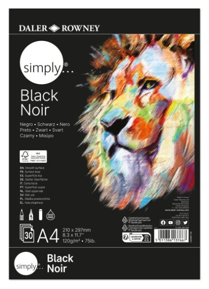 Daler Rowney Simply Bloc Incollato - A4 - 120 g - 30 fogli - Colore Nero