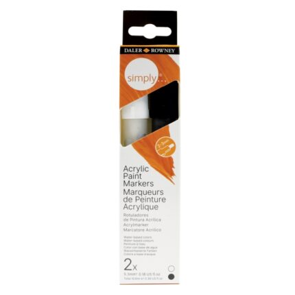 Daler Rowney Simply Confezione da 2 pennarelli acrilici - Colori bianco e nero