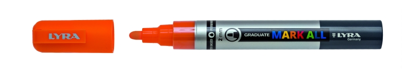 Lyra Mark All Pennarello indelebile - Multisuperficie - Punta tonda - 2 mm - Colore arancione