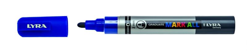 Lyra Mark All Pennarello indelebile - Multisuperficie - Punta tonda - 2 mm - Colore blu scuro