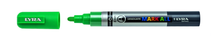 Lyra Mark All Pennarello indelebile - Multisuperficie - Punta tonda - 2 mm - Colore verde smeraldo Lyra Mark All Pennarello indelebile - Multisuperficie - Punta tonda - 2 mm - Colore verde smeraldo