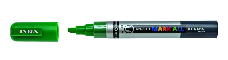 Lyra Mark All Pennarello indelebile - Multisuperficie - Punta tonda - 2 mm - Colore verde vescica