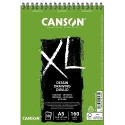 Canson XL Album da disegno a spirale da 30 fogli A5 - 160 g - Grana leggera - Colore bianco