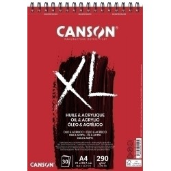 Canson XL Oleo & Acrilico Album a spirale da 30 fogli A4 - 290 g - Grana fine - Colore bianco