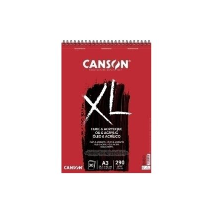 Canson XL Oleo & Acrilico Album a spirale da 30 fogli A3 - 290 g - Grana fine - Colore bianco