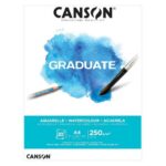 Canson Graduate Acquerello Blocco incollato da 20 fogli A4 - 250 g - Grana fine - Colore bianco