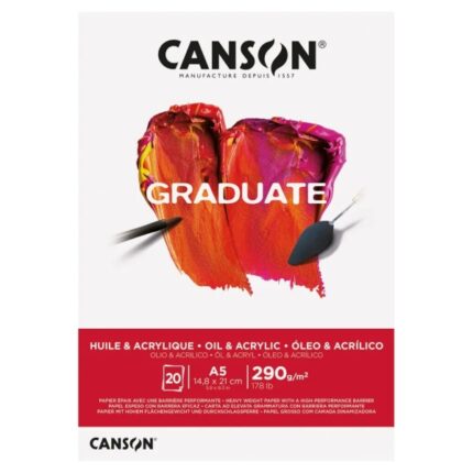Canson Graduate Oleo & Acrilico Bloc Incollato da 20 Fogli A5 - 290 g - Grana Fine - Colore Bianco