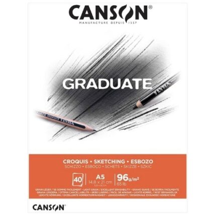 Canson Graduate Sketch Bloc Incollato da 40 fogli A4 - 96 g - Grana fine - Colore bianco