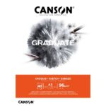 Blocco da disegno Canson Graduate incollato da 40 fogli A3 - 96 g - Grana fine - Colore bianco