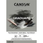 Blocco Canson Graduate Mixed Media incollato da 30 fogli A5 - 220 g - Grana fine - Colore grigio