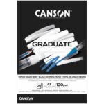 Canson Graduate Black Bloc Incollato da 20 fogli A3 - 120 g - Grana fine - Colore nero